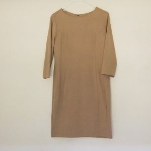 3/4 sleeve tan dress